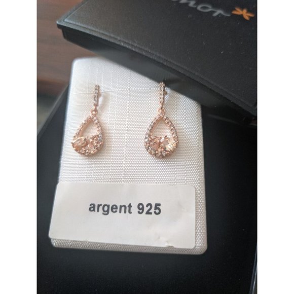 Amor Sterling Silver Earrings (Rose Gold plated, Zirconia) - Picture 5 of 6